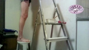 recorded webcam session with wall painting ends in a horny moaning cumshot 1 of 3