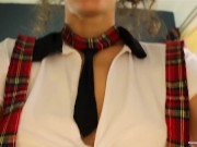 Pigtailed cutie deepthroats a cock before being fucked from behind 4/16