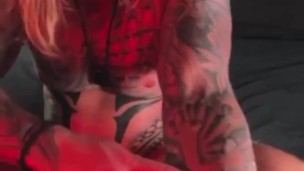 Tattoed OnlyFans hunk stroking his big uncut dick and cumming leaked