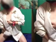 ワイシャツ1枚で拘束される熟女、うんこ座りでクリ責、クンニで絶頂。正常位で中だし　hentai Japanese jukujo 7/16