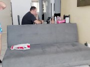 This accountant's stepdaughter masturbates after coming home from the gym while he works 2/16