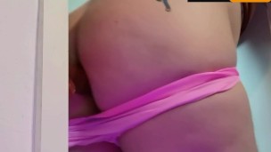Pink anal dildo wearing pink panties and some spanking