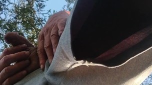 Look up my shorts as I take a heavy piss.
