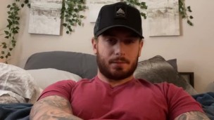 College hot guy jerking off his big dick in front of the camera