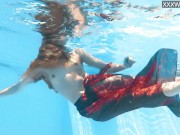 Petite teen Ivi Rein endures the free naked swimming 3/16