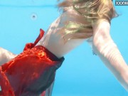 Petite teen Ivi Rein endures the free naked swimming