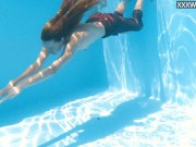 Petite teen Ivi Rein endures the free naked swimming 6/16