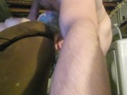 Midget doing the fruit roll up trend on me, then gets bent over a chair. 9/16