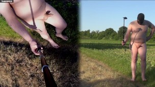 Nude peeing in public nature - Pissing completely naked on a trail of the cruising spot. Tobi00815
