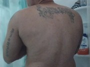 Chubby Tattoo Guy Taking A Shower