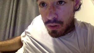 hairy latin guy cum all over his body