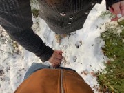 PETITE RANDONNEUSE ME SUCE DANS LES BOIS SOUS LA NEIGE 2/16