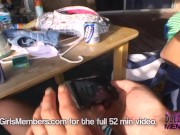 Three All Natural Amateur Brunettes Strip Nude 4/16