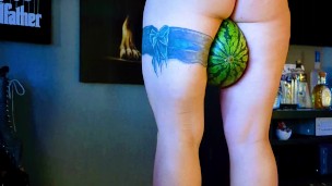 Crushing a hard melon standing with my think legs