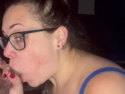 BBW stepmom MILF gives blow job and fucks missionary side POV 1/16