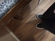 Desperate full piss into the sink
