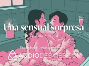 Sexo lésbico romántico en la bañera [porno en español]
