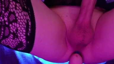 Big Dick Amateur Femboy playing a dildo riding roulette game until cumming a big load💦