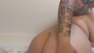 BBW stepmom MILF Smokes a joint and soaks in the tub your pov