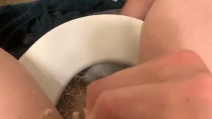 Cumming all over myself sitting on the toilet