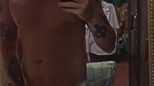 Hot onlyfans male model tattoed whit long hair and bigdick