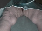 BBW granny hairy pussy upskirt bottom view. 1/16