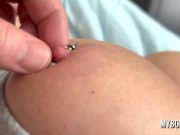 He Play Pierced Nipples With Hot Milf Big Boobs and she rubbing Nipples too 4/16