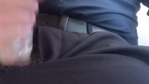 Cumming at work with masturbator