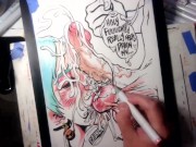 Drawing "The Nut Cruncher" Massive Ball Biting Cum Explosion All Over Her Face, Music by: CeehDeeh