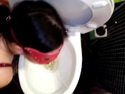 Cum whore to piss in your mouth over the toilet bowl and jerk off 7/16