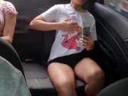 Hot college girl touches herself in the car with her stepsister 2/16