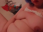 Egirl plays with her pussy