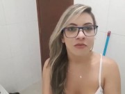 hot blonde cleaning and showing her ass 3/16