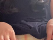 濡れ染みパンツの中でオナニー♡可愛いパンツから陰毛はみ出しまくりの脇毛ボーボー素人【個人撮影】 2/16