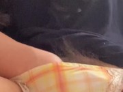 濡れ染みパンツの中でオナニー♡可愛いパンツから陰毛はみ出しまくりの脇毛ボーボー素人【個人撮影】 9/16