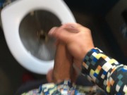Jerk off at a train toilet
