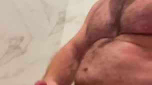 Thick Hairy Musclebear Massive Cumshot in Shower OnlyfansBeefBeast Beefy Bodybuilder Hyperspermia