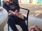 Jerking off and Cummings in her panties wile she is watching me 12/16