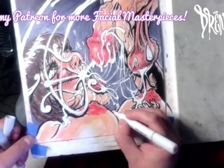 Facial Explosion creates Jizz Comet in the night sky – lightbox erotic drawing creation by Drenched