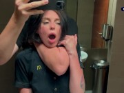 Risky public sex in the toilet. Fucked a McDonald's worker because of spilled soda! - Eva Soda 13/16