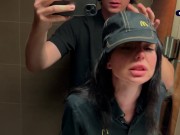 Risky public sex in the toilet. Fucked a McDonald's worker because of spilled soda! - Eva Soda 14/16