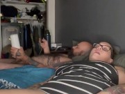 BBW stepmom MILF lovense lush 2 and max 2 couple play and missionary fuck side POV 3/16