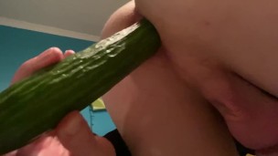 Fucking ass with cucumber, anal food probe, food anal toys, male insertion, ass fucking, anal fuck