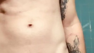 Tattooed solo masturbate