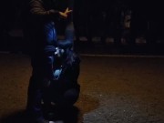 Milf whore gives a blowjob on a leash in a public place 12/16