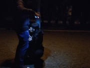 Milf whore gives a blowjob on a leash in a public place 14/16