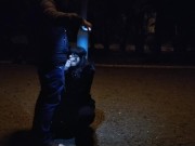 Milf whore gives a blowjob on a leash in a public place 16/16