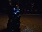 Milf whore gives a blowjob on a leash in a public place 8/16