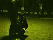 me on a leash like a dog while the traffic passes around us and anyone can run into us... priceless. 12/16