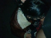 Leather jacket and cock sucking in a public park while cars drive by. It was cold but the sperm was 12/16